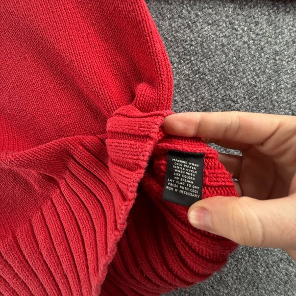 Ralph Lauren Polo Jeans Women Flag Sweater Medium Red Long Sleeve Knit Cotton - Picture 12 of 16